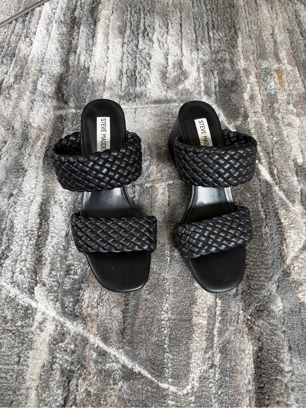 Steve Madden Black Braided Double-Strap Mules